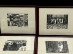 Edward GOREY (1925-2000) , 4x signierte, nummerierte Siebdrucke, ger/Glas, 21x26 cm