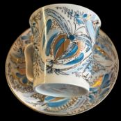 Tasse mit U.T. "Lomonossov" florales Dekor mit m22 Karat Goldstaffage, handbemalt, H-9,5 cm