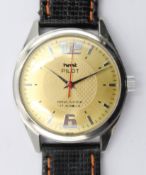 Armbanduhr, HMT Pilot, Handaufzug, Werk läuft, getragene Erhaltung, D- 3,5cm