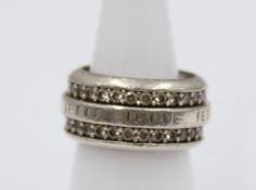 925er Silber-Ring, Jette Joop, klare Steine, Tragespuren, 13,6gr., RG 53