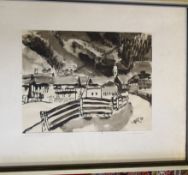 F. Riegesperger "St. Jakob im DefereggenTal/Tirol", Radierung, ger/Glas, RG 54x68 cm