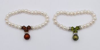 2x Süsswasser-Perlen Zugarmbänder