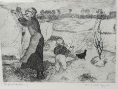 Liesel OPPEL (1897-1960) , 2 Aquatinta Radierungen von, gleich gerahmt, RG 33x40 cm