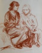 anonym, bzw. unter PP signiert? "Mutter mit Kind" Rötelzeichnung, ger/Glas, RG 60x53 cm