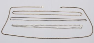 4x div. Silber-Ketten, ca. L-70cm, 44,5gr., 1x Schließe defekt