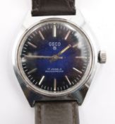 Vintage-Armbanduhr, OSCO S, Handaufzug, Werk läuft, getragene Erhaltung, D- 3,8cm