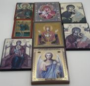 12x Ikonen-Drucke auf Holz hpts., max. 24x18 cm, kleinste 14x9,5 cm