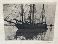 Hans Eberhard BAHRE (1882-?) orig. Aquatinta Radierung, ger/Glas, Nr. 12/35