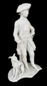 gr. Figur -Der alte Fritz mit Windhund ,Kämmerer-Volkstedt, weiss, H-28 cm