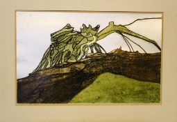 unleserl. signierte Lithografie, 10/15, betitelt, in PP, 70x100 cm,