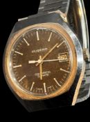 HAU "Dugena" Continental Quartz, Stahlband, Tragespuren, Werk nicht geprüft, D-4 cm