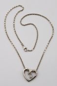 925er Halskette mit Herzanhänger, L-50cm Anh. 2,9cm, 13,9gr.