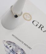 Moissanit-Silber-Ring, 0,5ct, RG 53, 2,2gr.