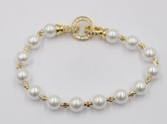 Modeschmuck-Perlenarmband, ca. L-18cm