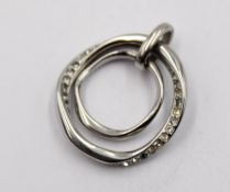 Anhänger mit klaren Steinen, Edelstahl, ca. L-2,5cm