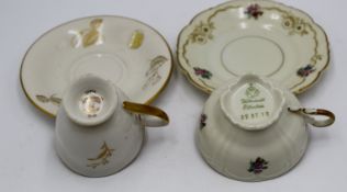 2x alte Moccatassen mit U.T., 1x RBock&Beyer, Volkstedt