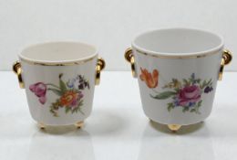 2x div. kl. Übertöpfe, Metzler u. Ortloff, ca. H-8,5cm und 7,5cm, D-ca. 9 und 8cm