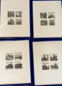 Peter Lenz (oder ähnlich) 4 Rahmen mit je 4 Farbradierungen, norddt. Motive in /150-er Auflage, RG