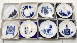 8x kl. Weihnachtsteller, KPM Berlin, 1986-1993, je D-10cm