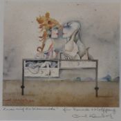 Carl LAMBERTZ (1910-1996), Abstrakt, Litho, mit Widmung, gerahmt/Glas, RG 61 x 51cm