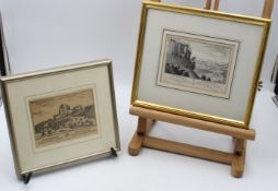 2x Stiche mit Ansichten aus der Schweiz, Basel, je gerahmt/Glas, RG 24 x 28cm u. 22 x 23cm