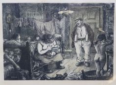 Heinrich Zille (1858-1929), Der späte Schlafbursche, 1902, Original-Lithographie (Steindruck), lei