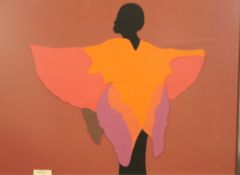 gr. Collage, Die Tänzerin, monogrammiert, gerahmt/Glas, RG 51,5 x 69cm