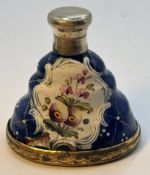 Porzellan-Flacon, Barockform, bemalt, Deckel ev. Silber, vergoldet, Stift fehlt seit eben!? H-5 cm,