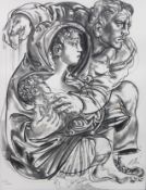 limitierter Druck von Hans Erni, A Future For Refugees, Nr. 818/1000, gerahmt/Glas, RG 42,5 x 36cm