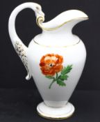 hohes Milchkännchen "Meissen" Blumendekor, lt. Schwertermarke 1774-1814?, Schwanenhals, H-18 cm