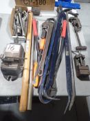 LOT - BOLT CUTTER, PIPER WRENCH PRY BARS