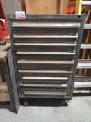 STANLEY 30 X 28 X 44"H (W/ CASTERS) PORT 9-DRAWER TOOLING CABINET