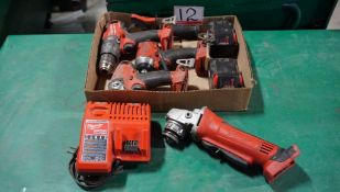 LOT - MILWAUKEE FUEL M18 DRILL, IMPACT DRIVERS C/W CHARGER + (2) AFTERMARKET BATT.
