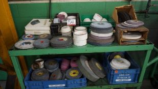LOT - ASSTD GRIDING STONES (2 SHELVES)