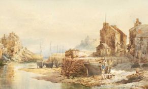 William Henry PIKE (1846-1908) Polperro Harbour (1877)