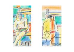 Carl JAYCOCK (1963) Male Figure on The Boat I and II