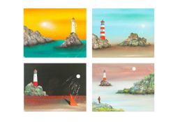 Mark BROOKS (1957-2023, Outsider Artist) Four Works from the 'Lighthouses' Series
