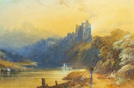 James Burrell SMITH (1822-1897) River View with Angler and Boaters