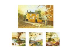 Colin BEATS (Royal Doulton Decorator1944-1992) Three hand-painted ceramic tiles