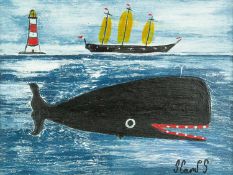 Stephen CAMPS (1957) A Whale, a Boat and a Lighthouse