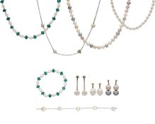 A selection of cultured freshwater pearl and silver jewellery.