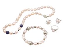 A selection of pink freshwater pearl jewellery.