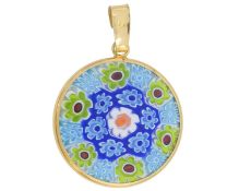 An 18k gold-mounted glass pendant.