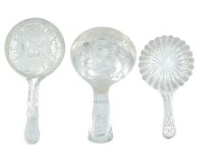 A selection of three 19th century silver small bright cut caddy spoons.