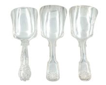 A pair of George IV silver caddy spoons by George Unite, and one other by the same.