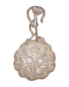 A Victorian silver caddy spoon, probably by Hilliard and Thomason.