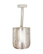A George III silver caddy spoon in the form of a shovel by Cocks & Bettridge.