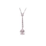 A French Belle Époque old-cut diamond lavalier necklace, with an estimated total diamond weight of