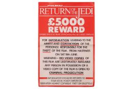 Star Wars: Return of the Jedi (1983), Special Reward poster, 20 x 13 ¼ inches, was folded now rolled