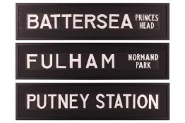 Original 1960s London Bus Blinds - includes, Battersea, Putney Station, and Fulham Normand Park., al